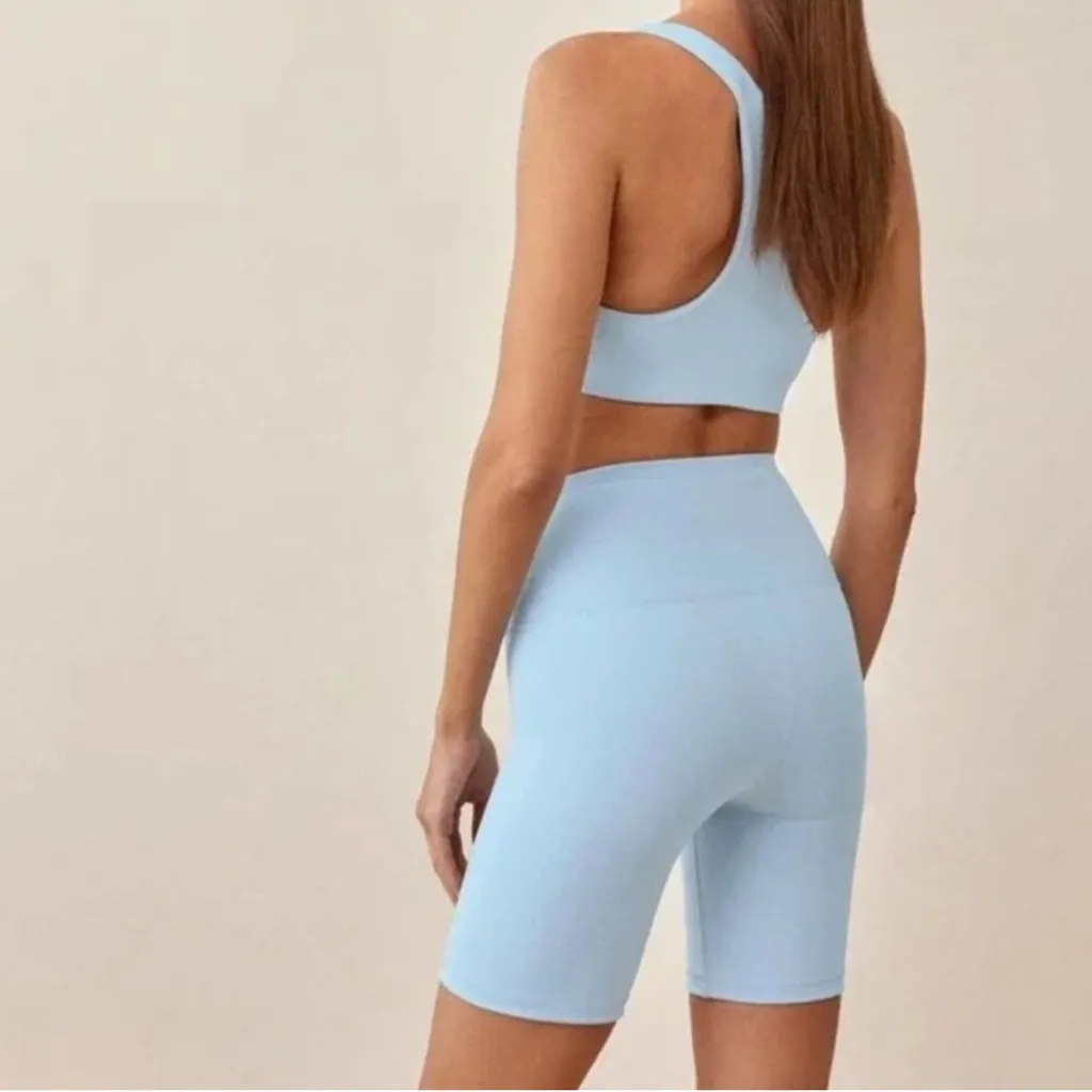 Reformation EcoMove Light Blue Bike Shorts SZ:L - Image 3