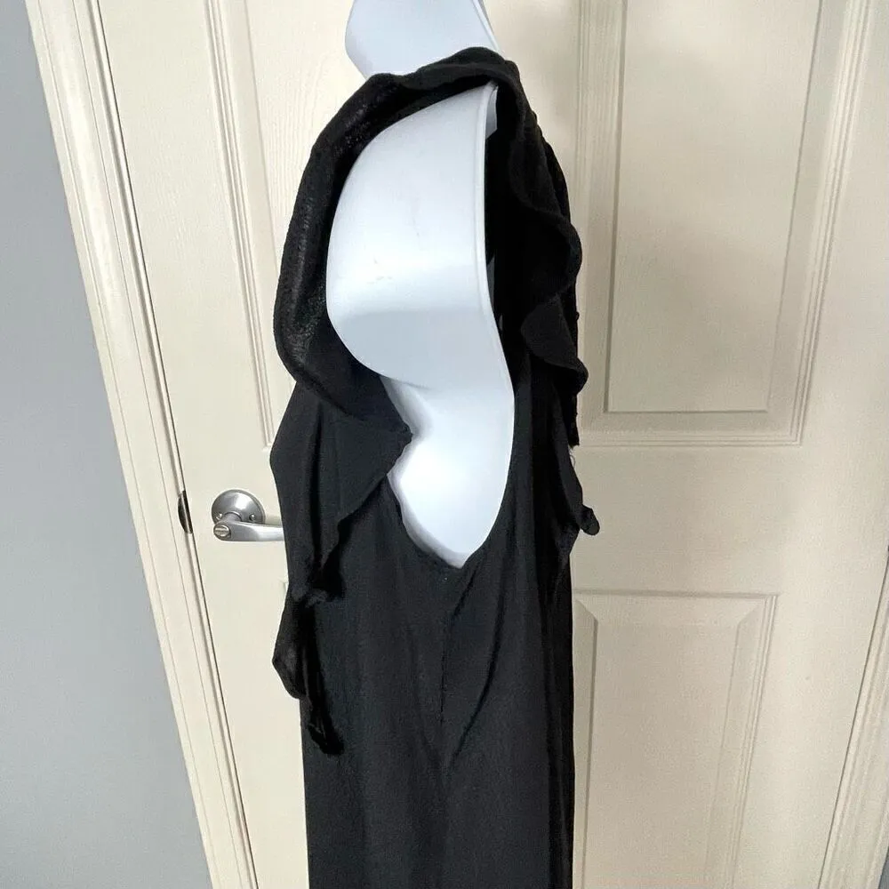 MANGO Basics Deep V Ruffle Shift Dress (Black) - 2 - Image 7