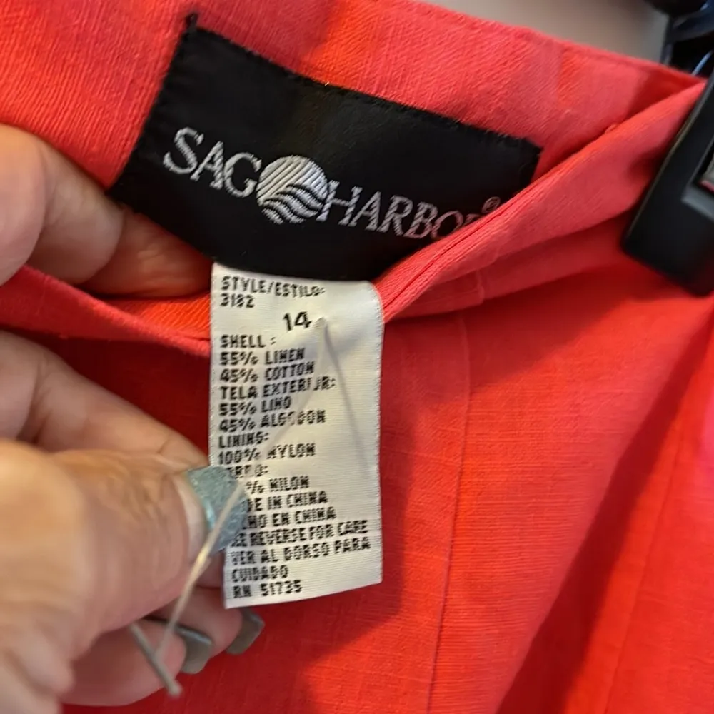 NWT Sag Harbor Coral Linen & Cotton Skirt Rear Zip size 14 - Image 3