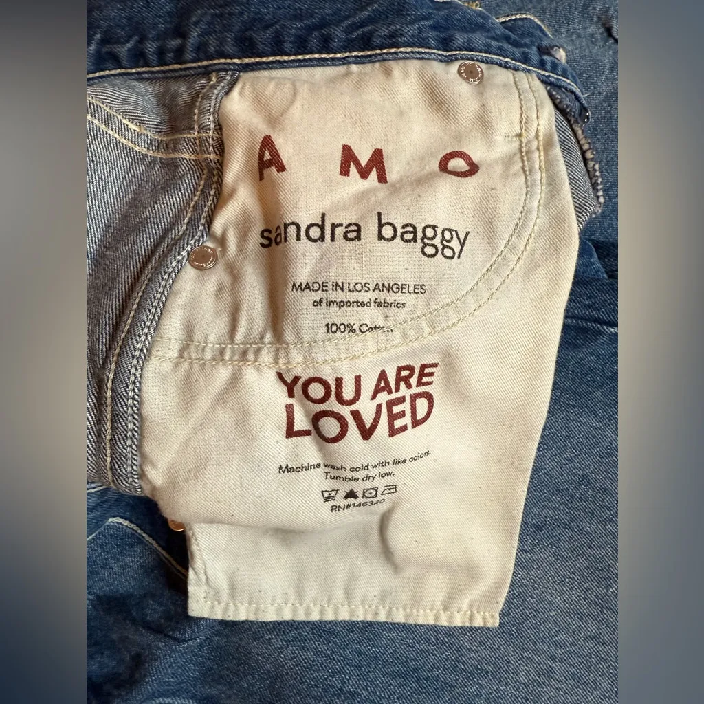 AMO Sandra Baggy Jeans – Emotion 100% Cotton Size 24 Blue - Image 11