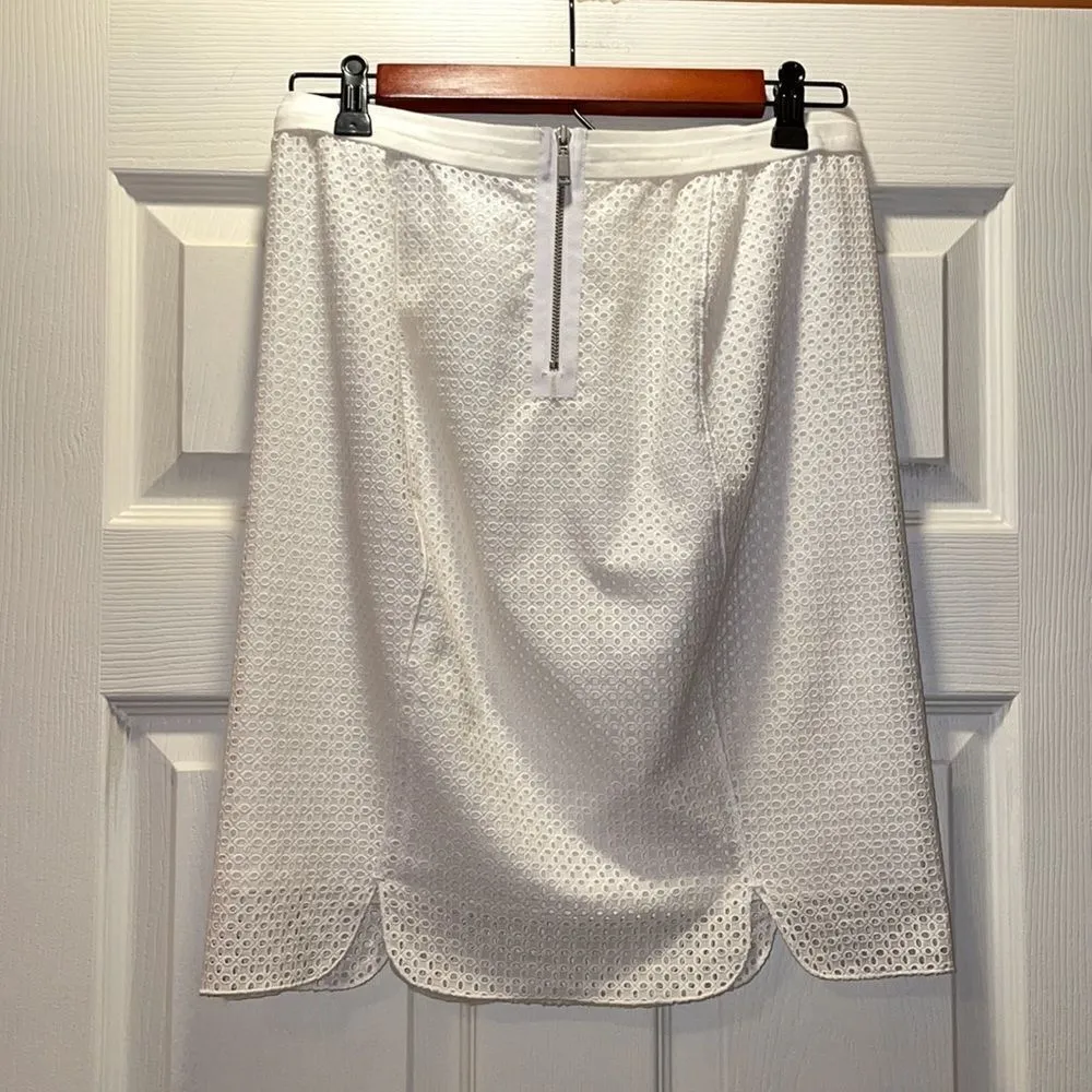 Ellie Tahari Molly White Eyelet Pencil Skirt - Image 3