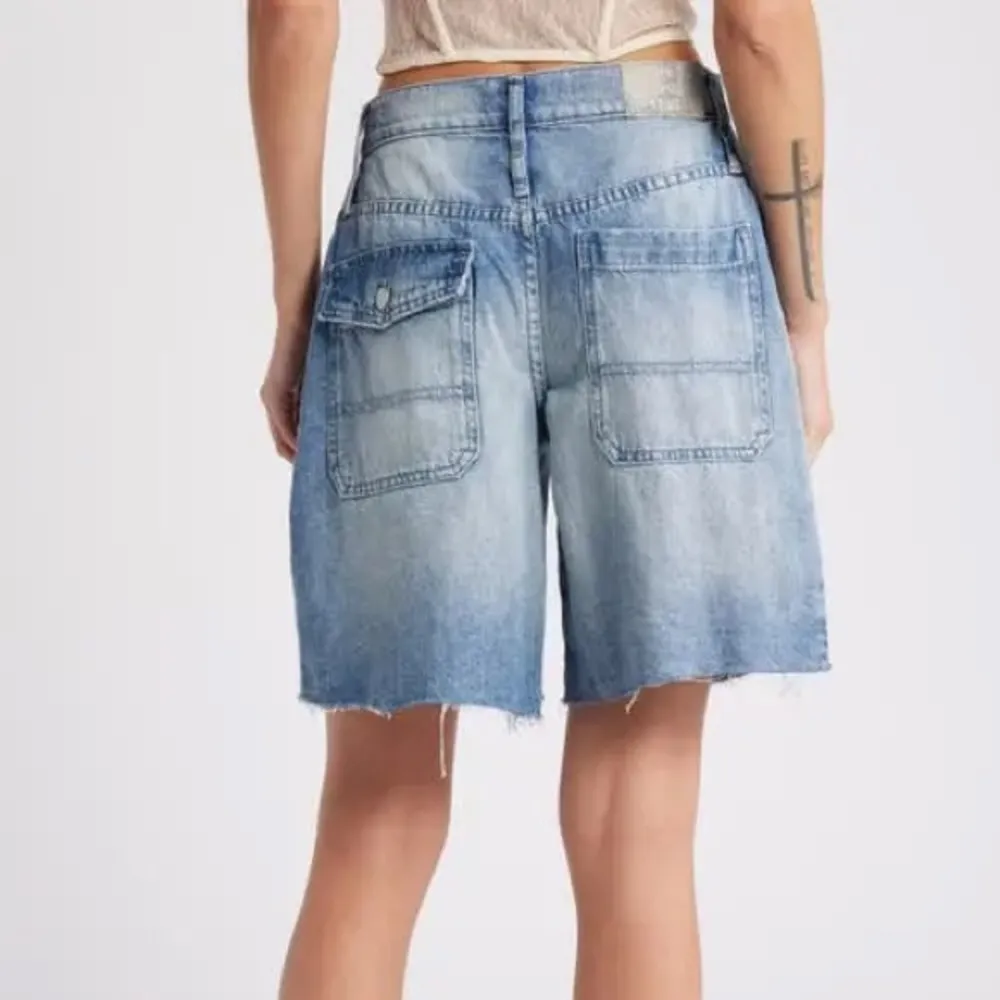 NWT Free People Boomerang Overlap High Waist Denim Cutoff Long Shorts - Image 2