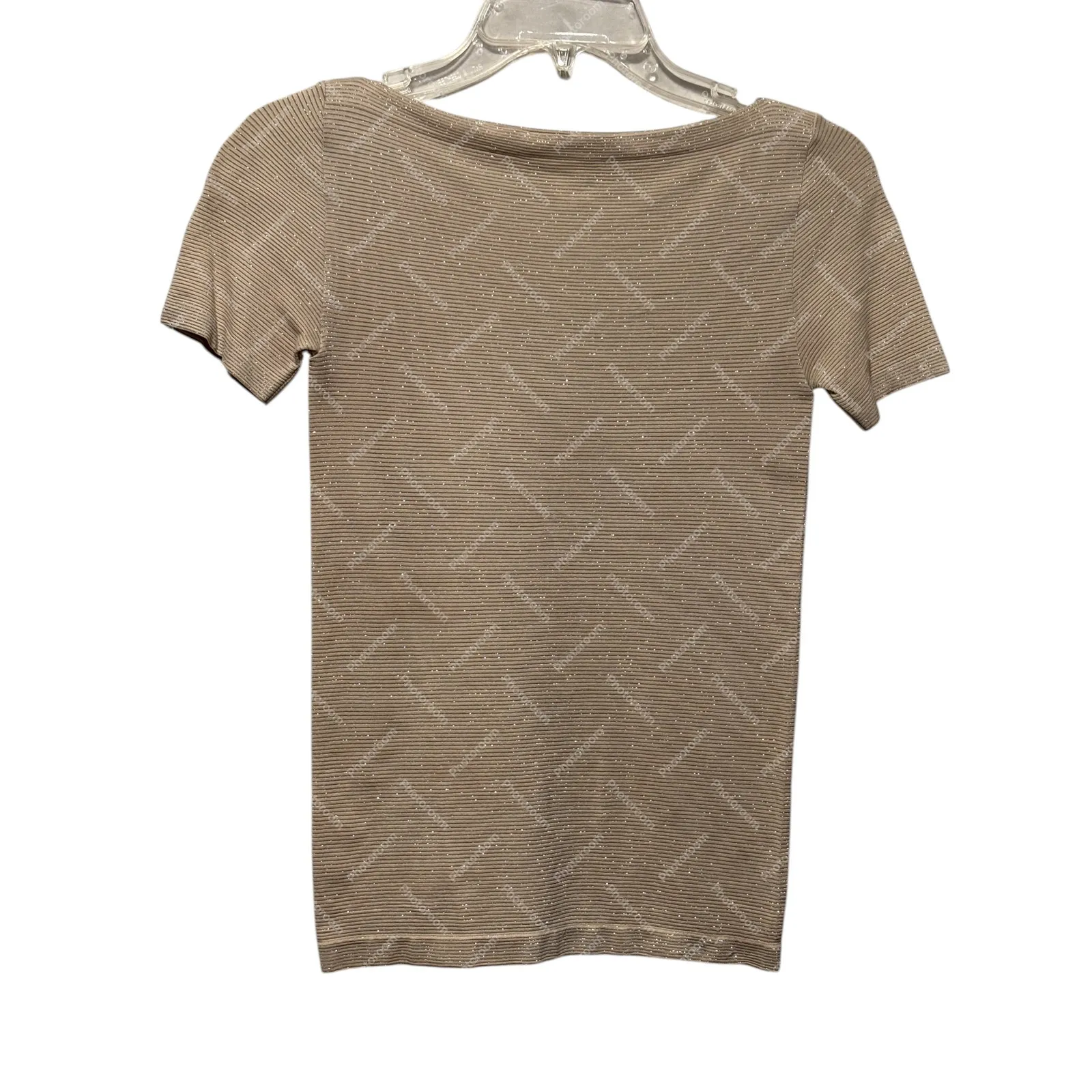 Victoria Secret Metallic Sheer Cream Vintage Stretch Short Sleeve Top Sz S/M - Image 4