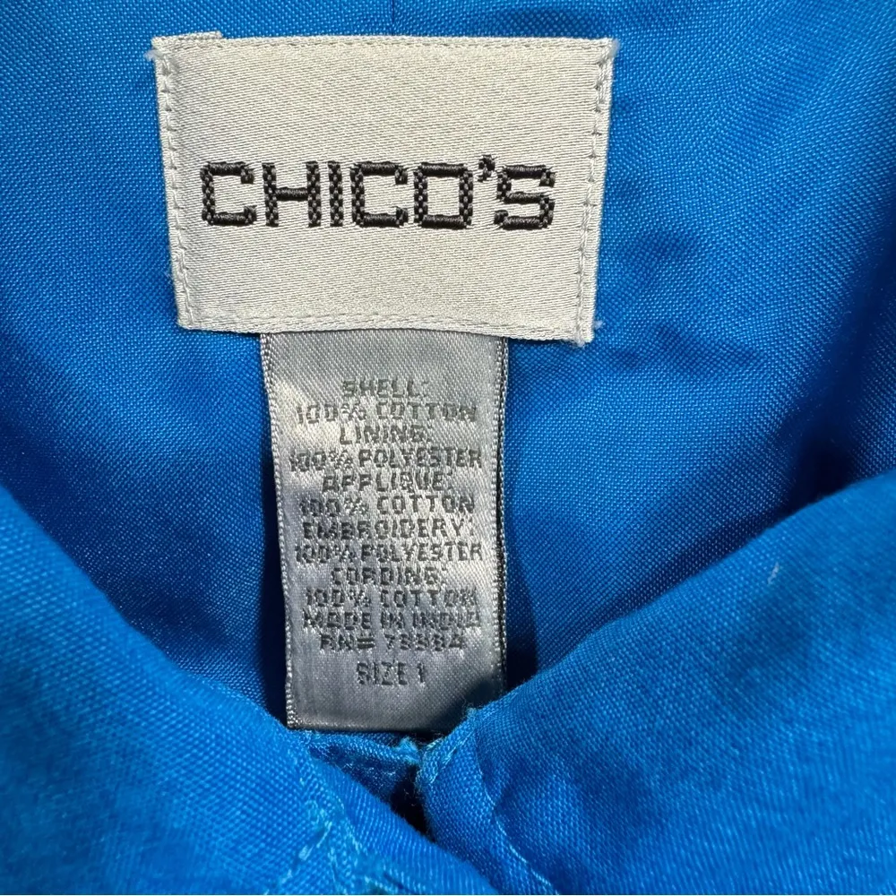 Chico’s Blue Ocean Coral Embroidered Appliqué Jacket Button Front Sea Life - Image 7