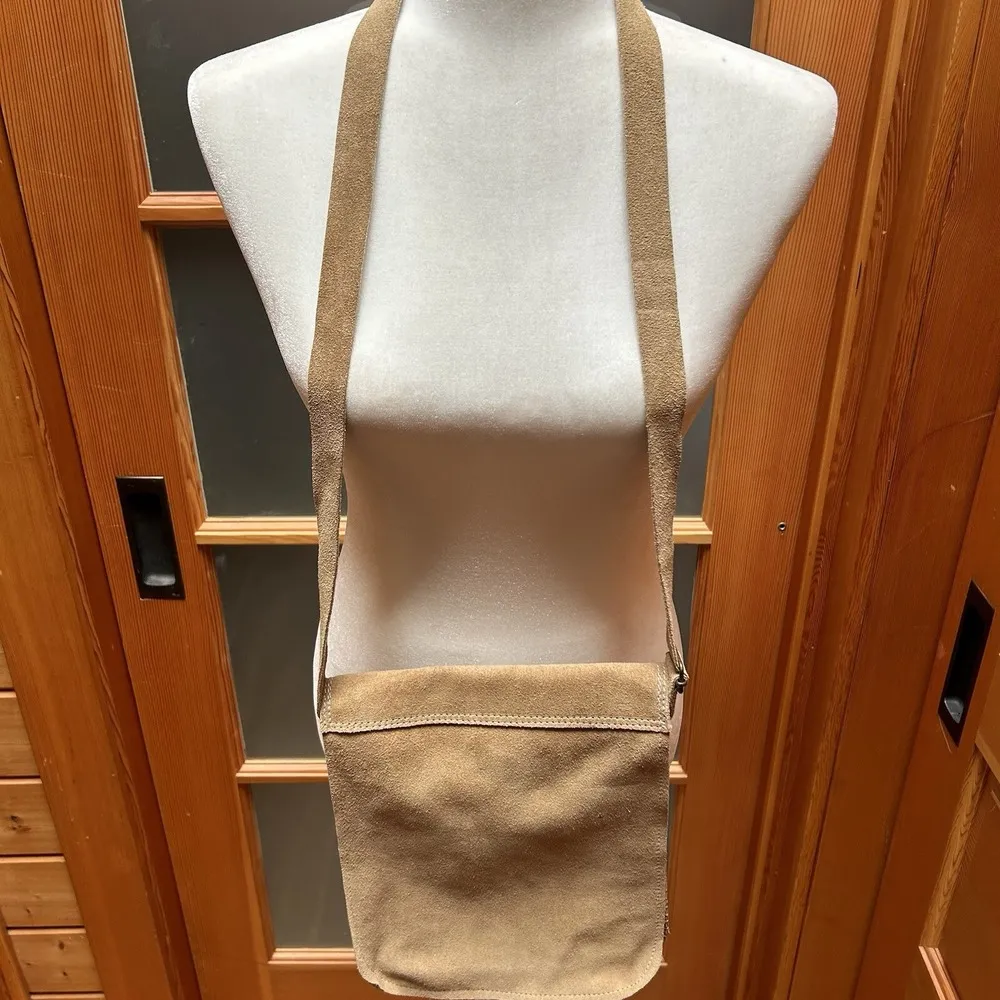 Vintage Mexico Handmade Artisan Leather Suede Crossbody Purse Bag Festival Indie - Image 12