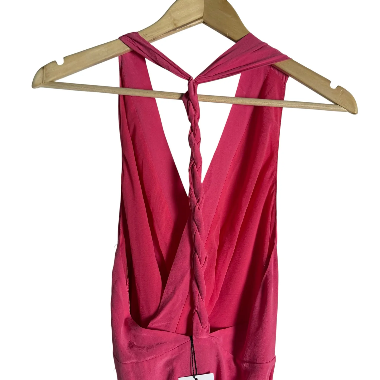 Equipment Alejandra Raspberry Sorbet Pink Sleeveless Asymmetric Silk Midi Dress - Image 10