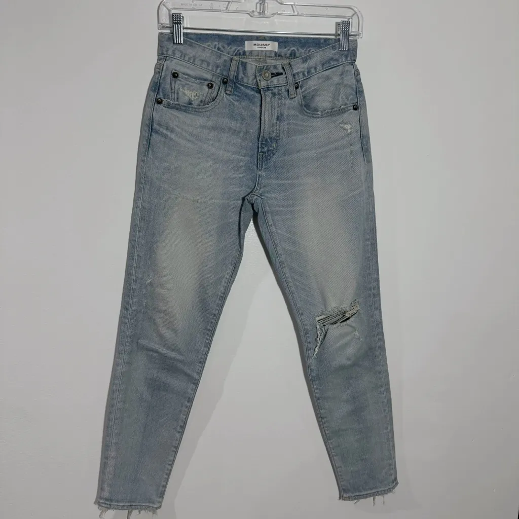NWOT Moussy Vintage Vivian‎ Ripped Crop Skinny In Blue Size 24 - Image 4