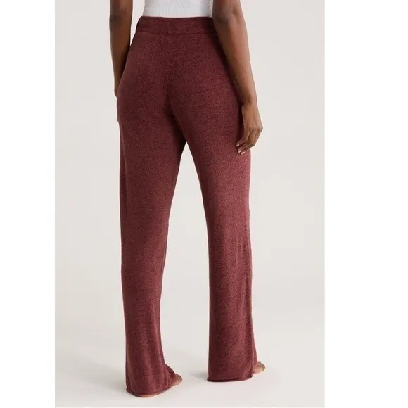 Barefoot Dreams CozyChic Ultra Lite Rib Rolled Edge Pants, Large, Burgundy NWT - Image 2