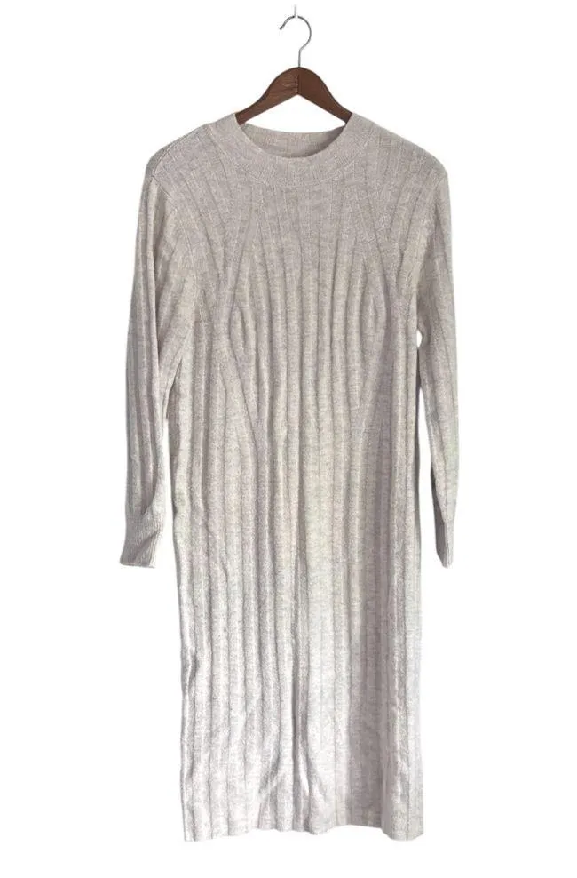 A New Day  Neutral White Cream Fuzzy Soft Elegant Knit Sweater Dress - Image 3