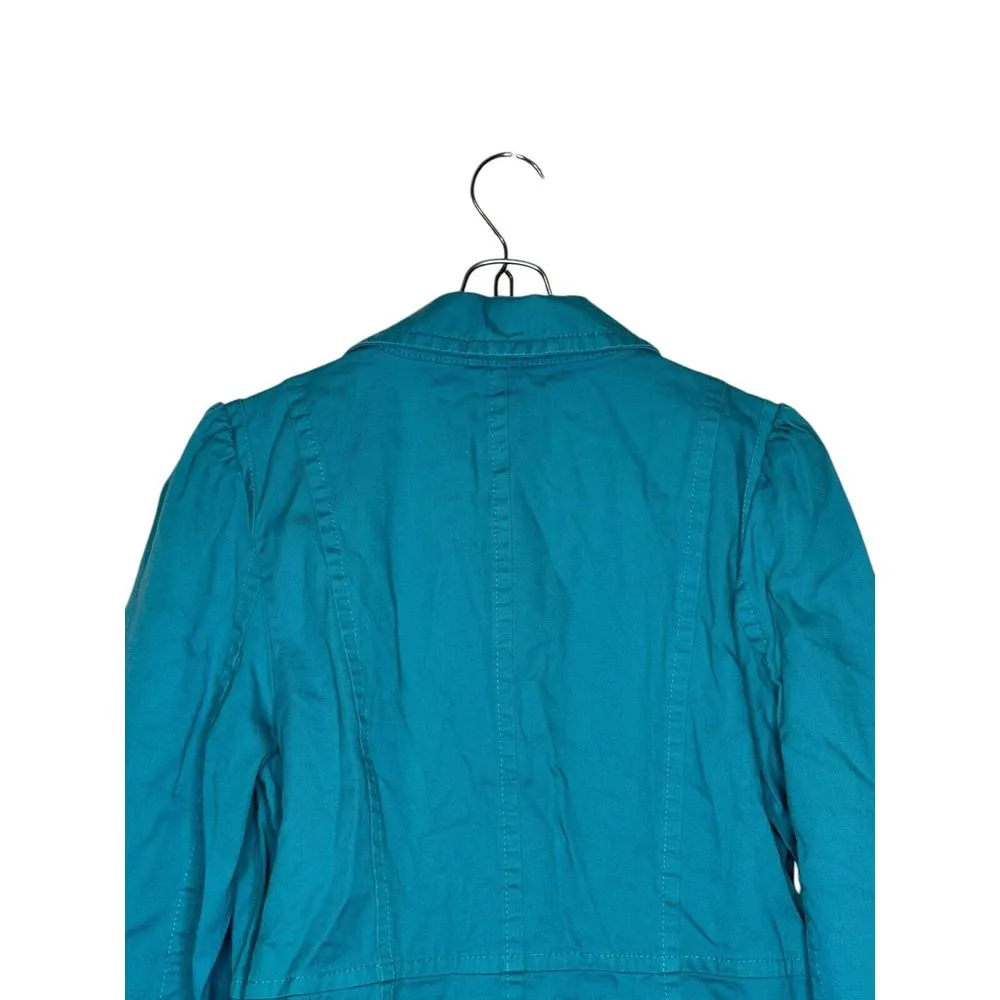 Ann Taylor Loft Women's Jacket‎ Ribbed Blazer Long Sleeve Notched Collar Blue 8 - Image 10