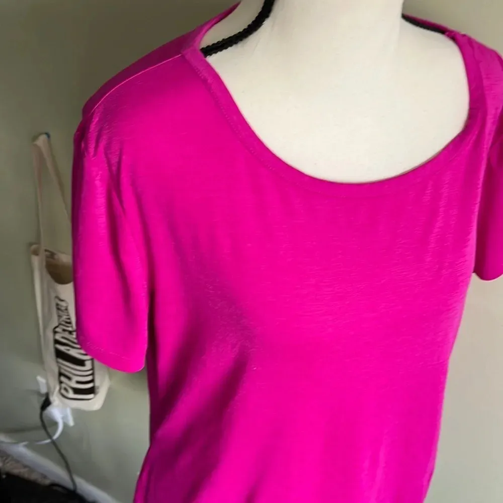 Athleta pink Racerback cutout back side slits short sleeve shirt - Image 4