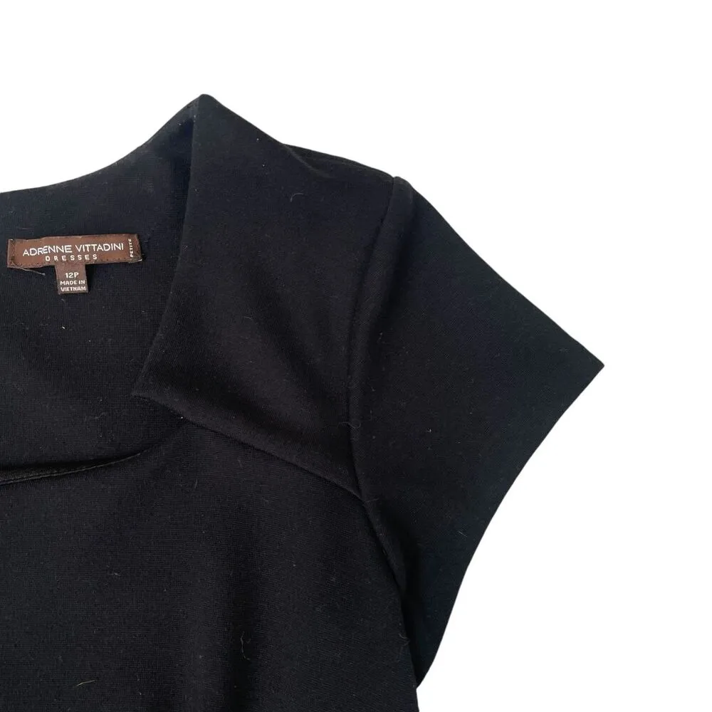 Women's Adrienne Vittadini Square Neck Cap Sleeve Knee-Length Black Dress Sz. 12 - Image 3