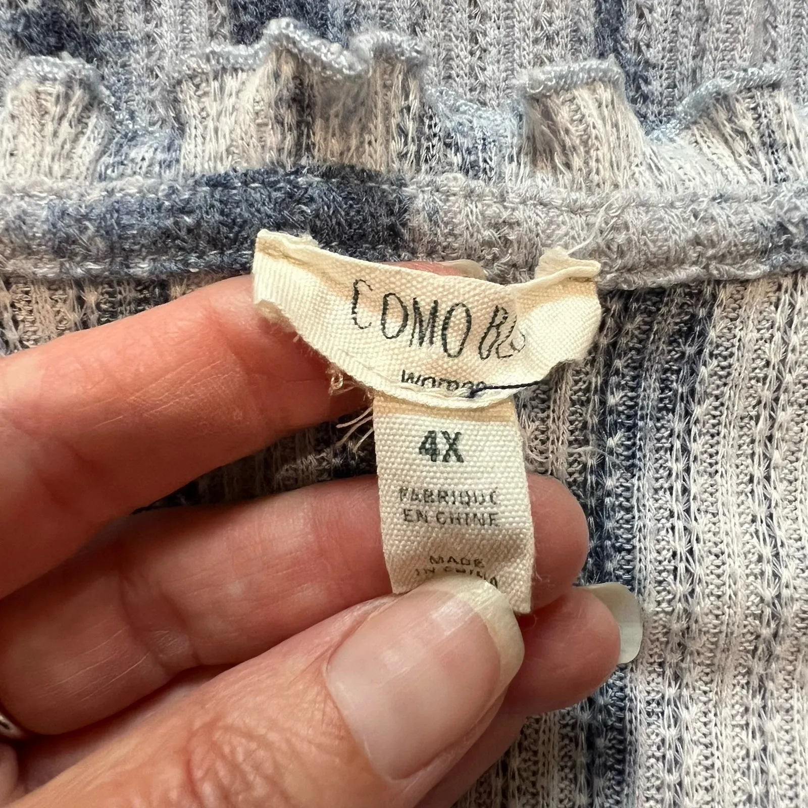 Como Blu‎ Blue Tie Dye Knit Top Ruffle Boho Hippie Beach Size 4X - Image 6