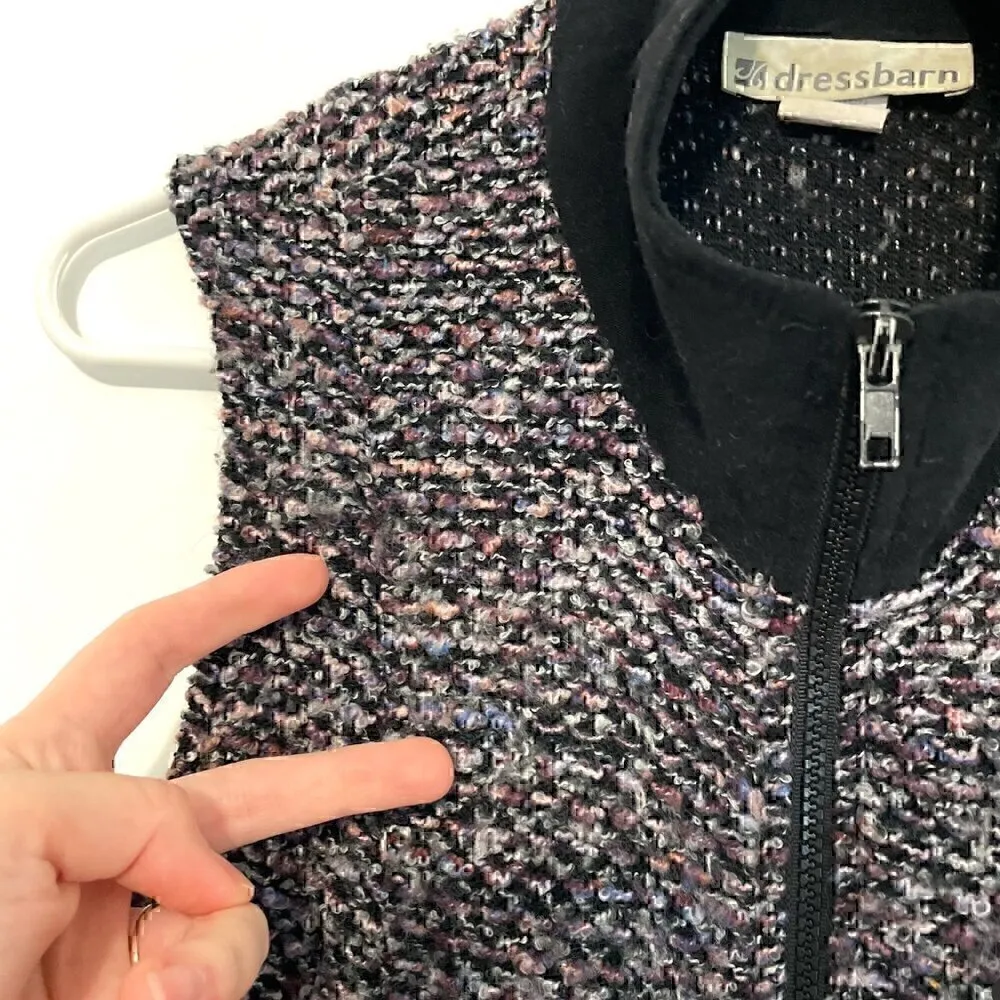 VINTAGE VTG DRESSBARN Various Purple Lilac Black Marled Full Zip Fuzzy Knit Vest - Image 13