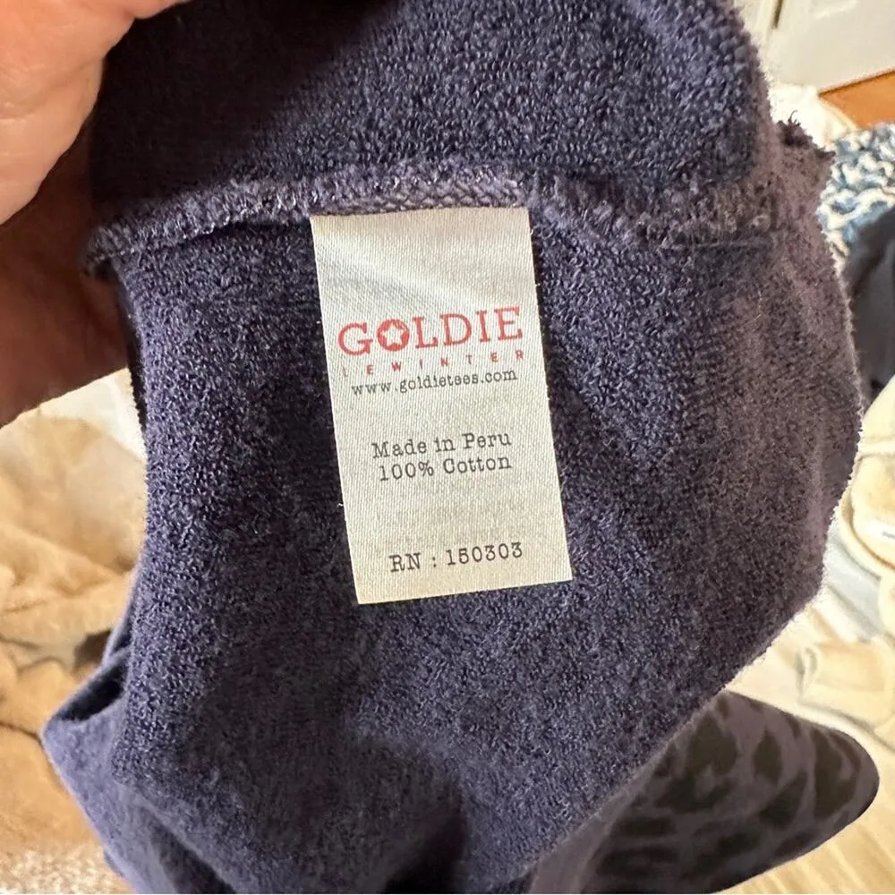 Goldie Puff Sleeve Leopard Crewneck Sweatshirt XS Navy Black - Image 8