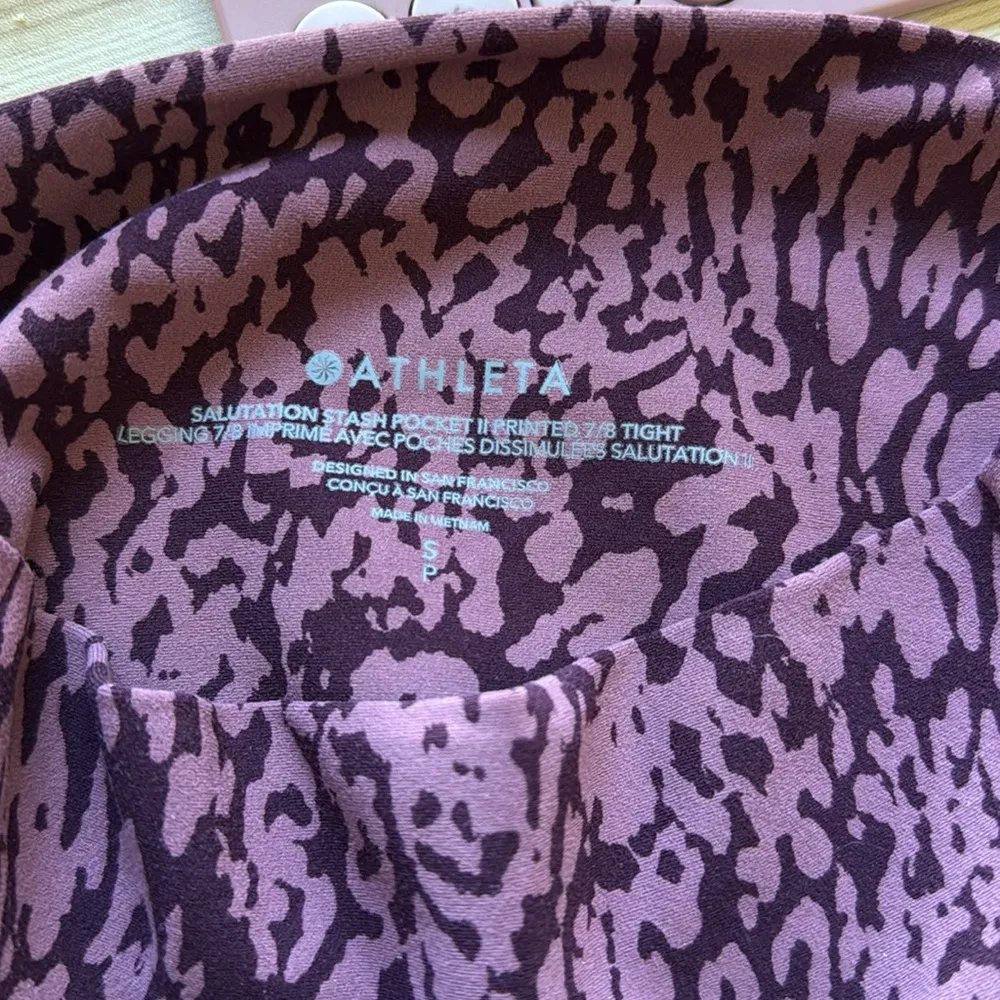 Athleta Salutation Stash Pocket II Printed 7/8 Tight Ocelot Spot Tawny Rose S - Image 7