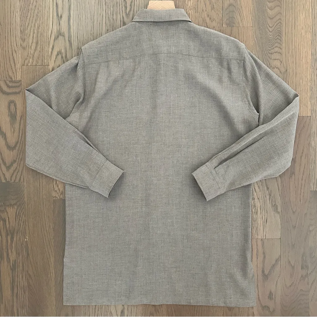 Max Mara Weekend Long Sleeve Button Front Pinstripe Shirt Grey and Beige Medium - Image 8