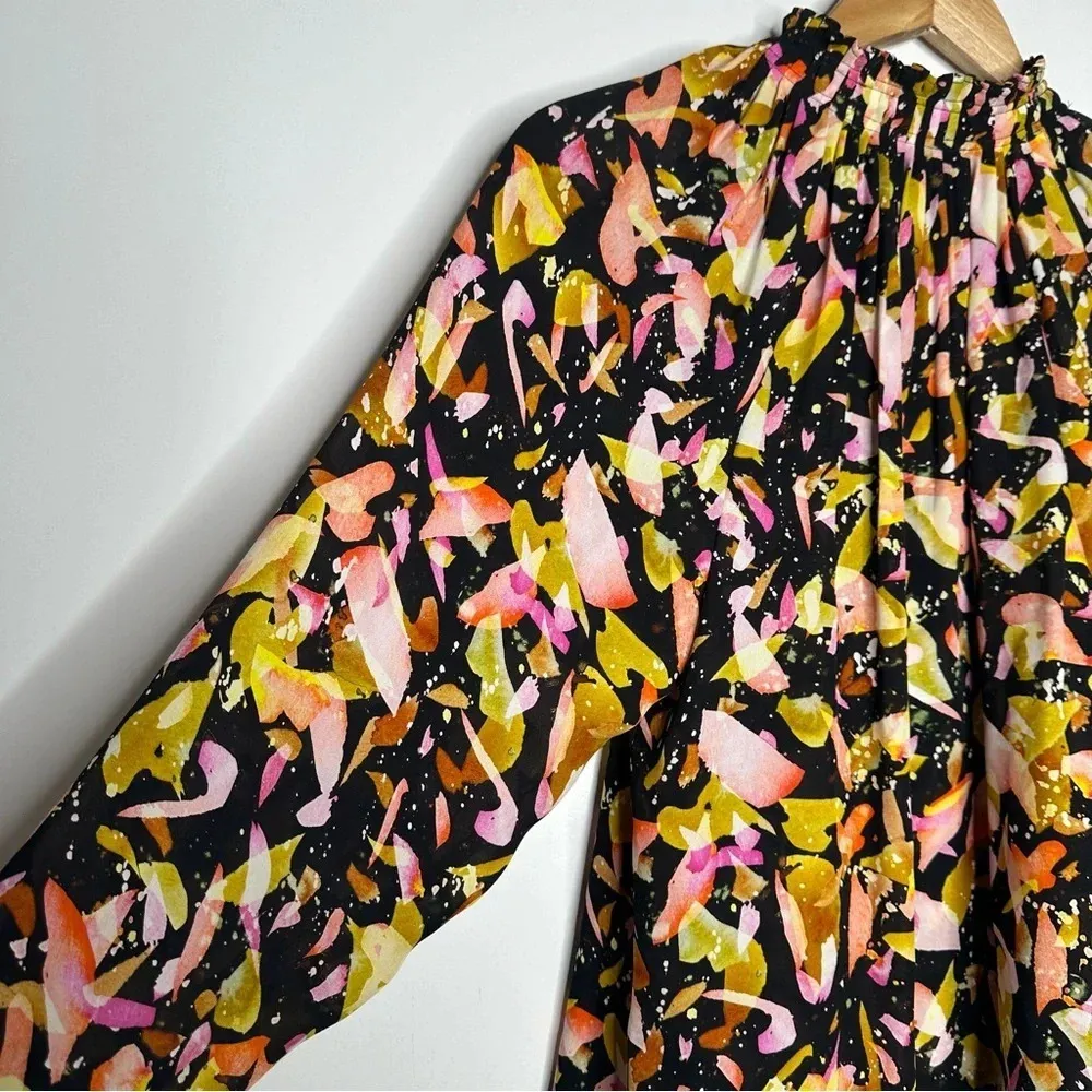 Marie Oliver Arden 100% Silk Ruffle Neck Long Sleeve Blouse Size XS - Image 5