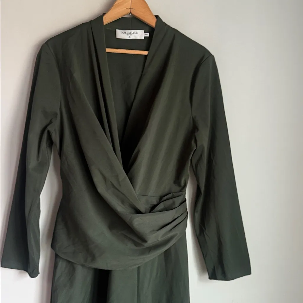 MM Lafleur The Carly Dress - Stretch Crepe Datk Aloe  12 - Image 4