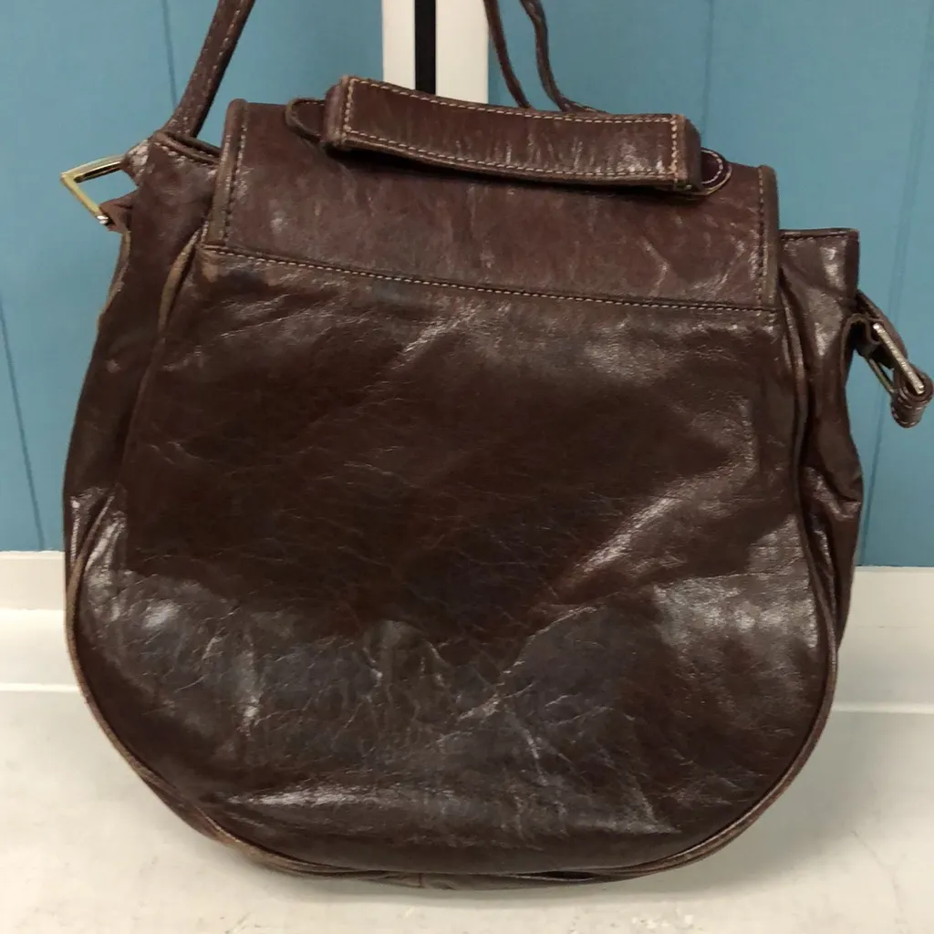 Vtg Pierre Mishael of California La Bon Bag Leather Crossbody Bag w/‎ embroidery Brown - Image 8