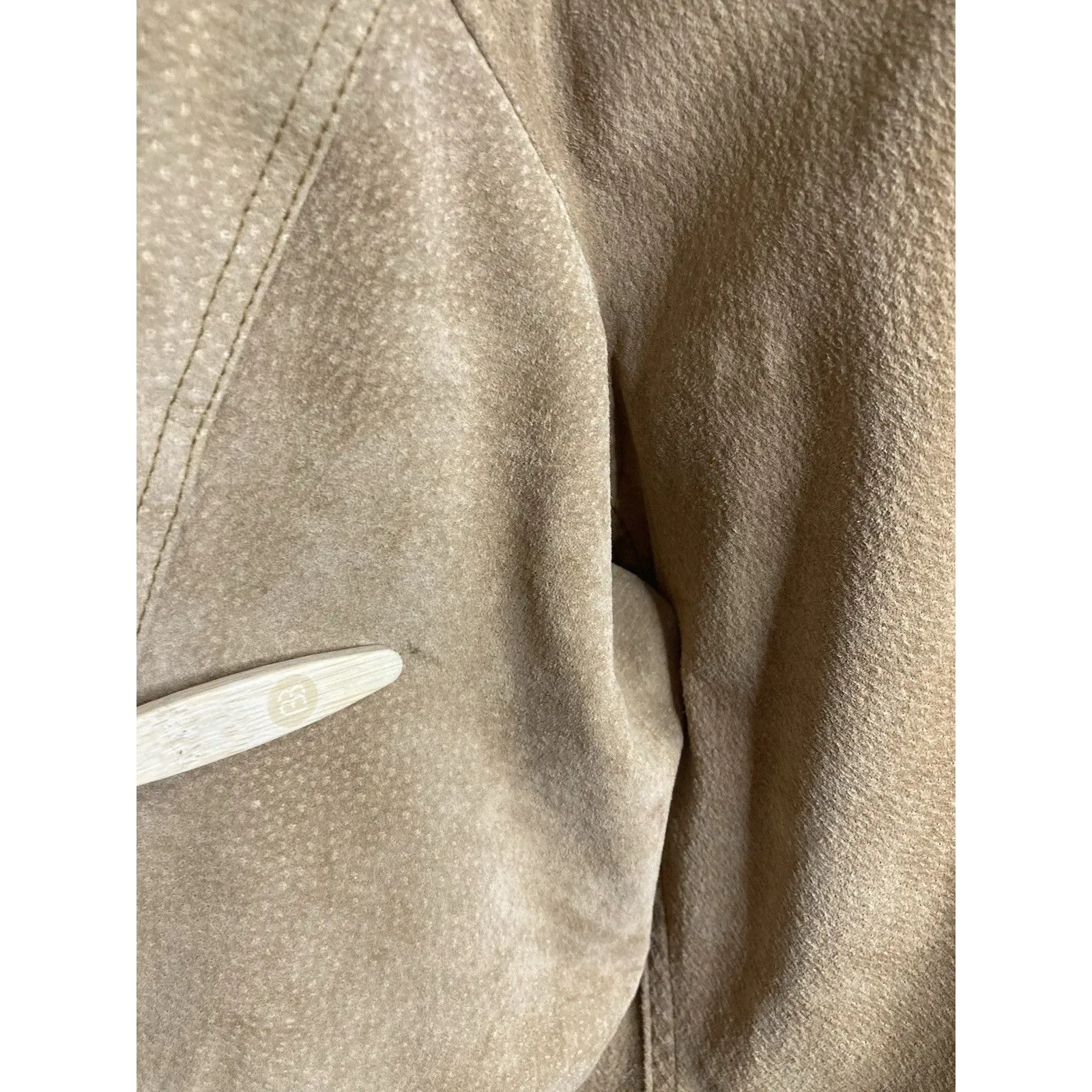 90s Suede Leather Jacket Womens M Tan Flannel Lined Y2K SouthWestern Academia Size M - Image 9