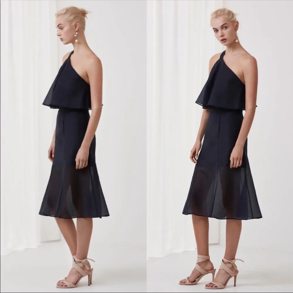 Keepsake The Label navy one shoulder organza dress - Image 4