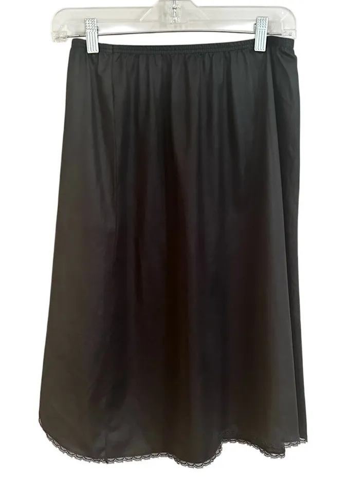 Vanity Fair Vintage 70s Half Slip Women's Medium Black Lace Goth Grunge Retro - Image 1