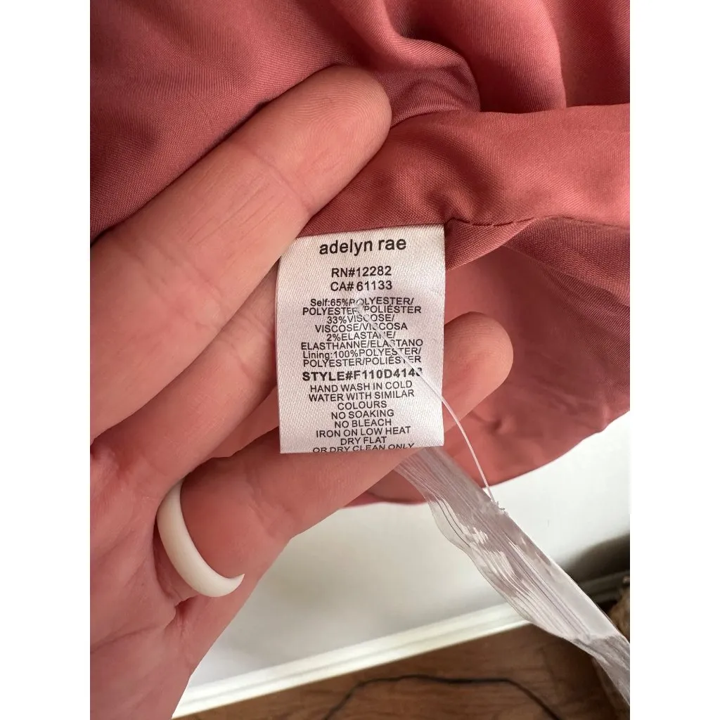 Adelyn Rae Kayla Pinstripe Belted Blazer Dress Size Medium Desert Rose Pink - Image 8