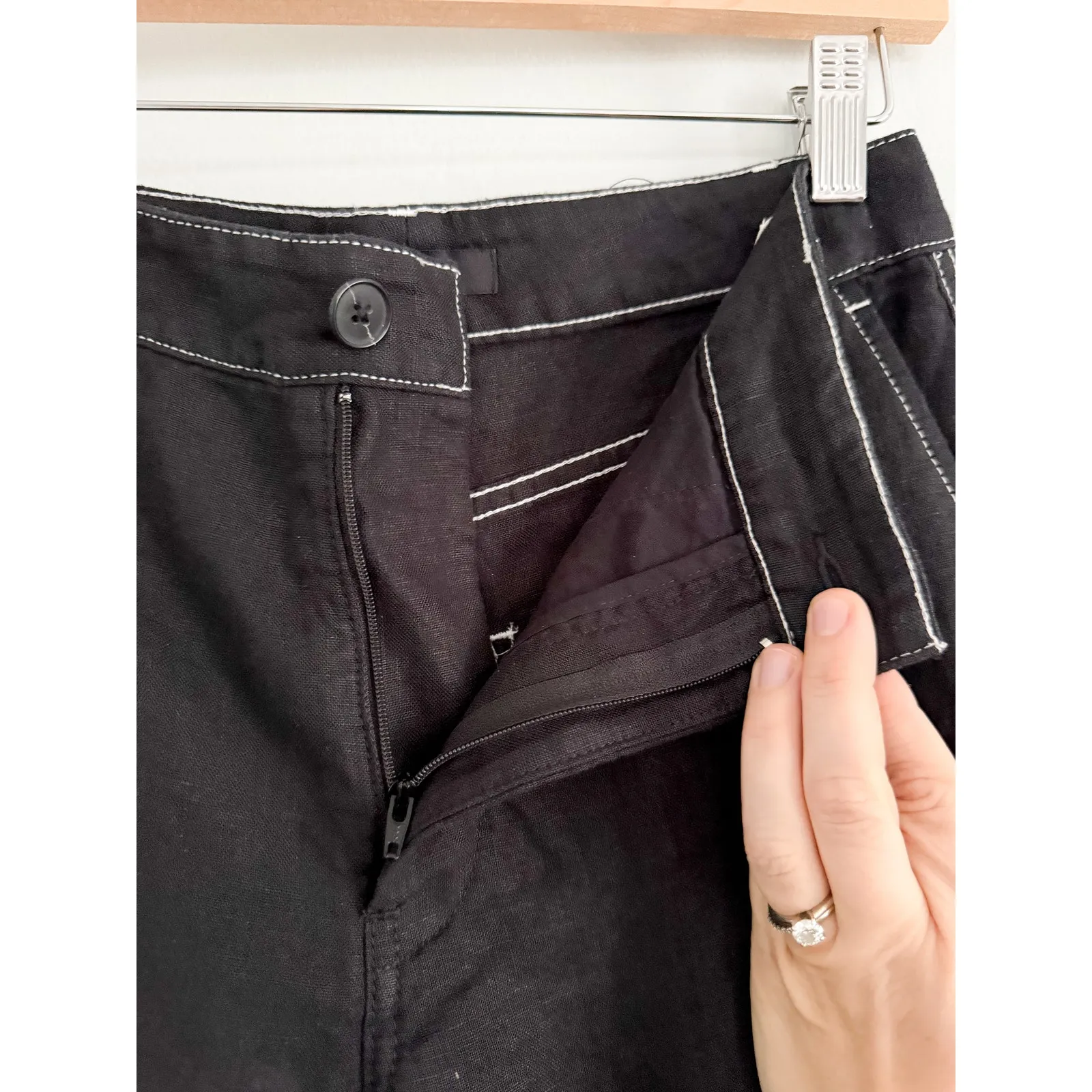 Madewell NWT Zoe Relaxed Wide Leg Linen Pants Jet Black Size 00 - Image 5