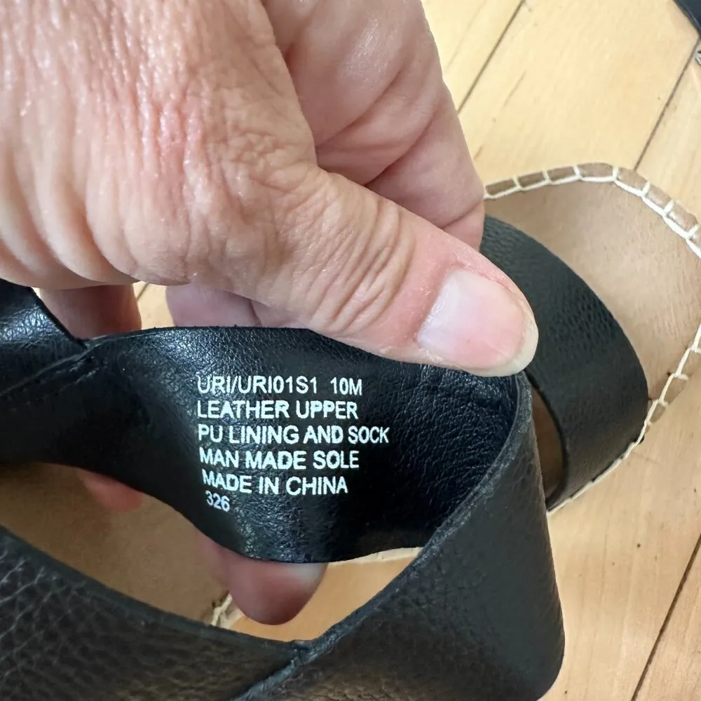 NWOT Steve Madden Women's Uri Wedge Sandal Black Pebbled Leather Size 10 - Image 10