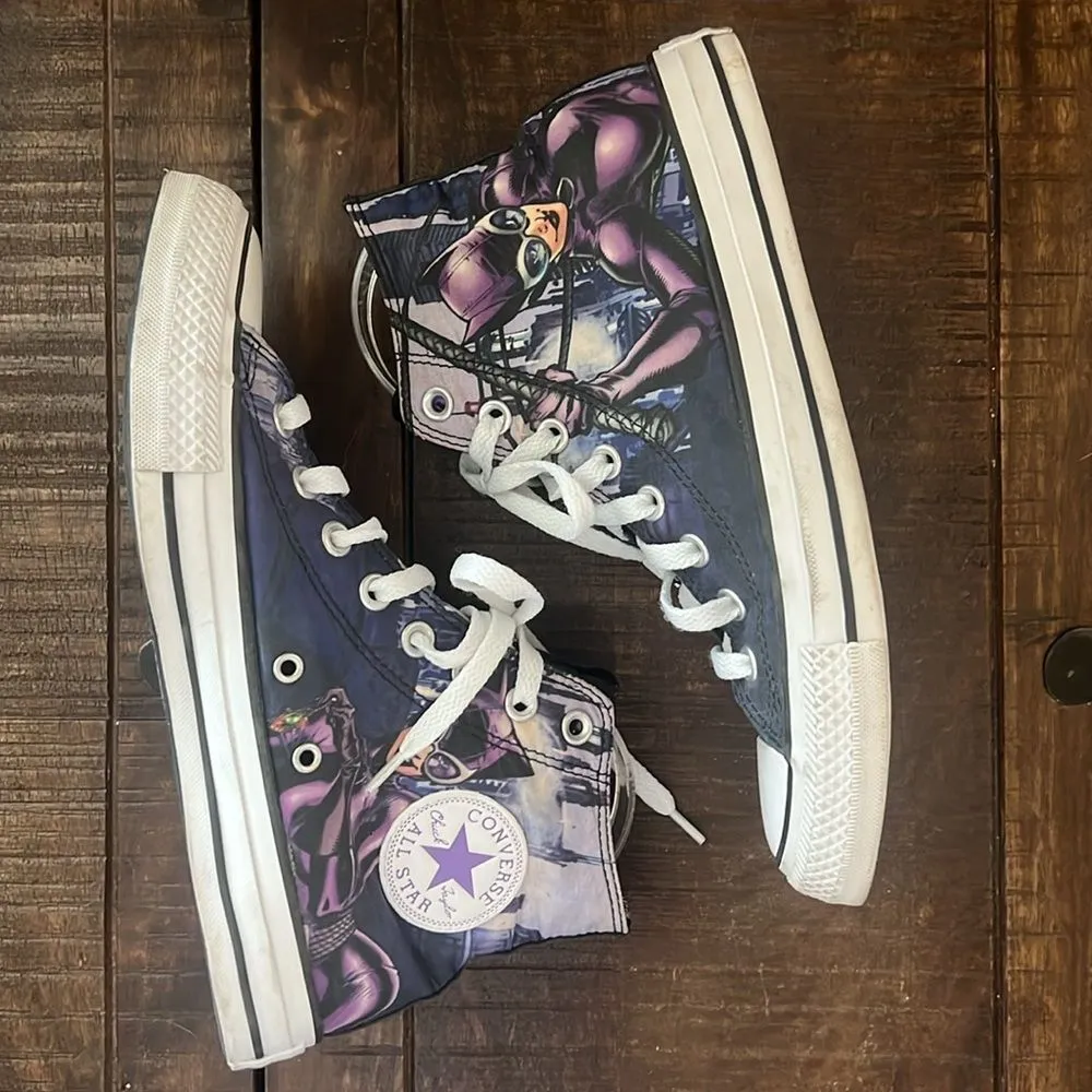 Converse CatWoman Comic High Top Sneakers Womens 8.5 Purple - Image 2