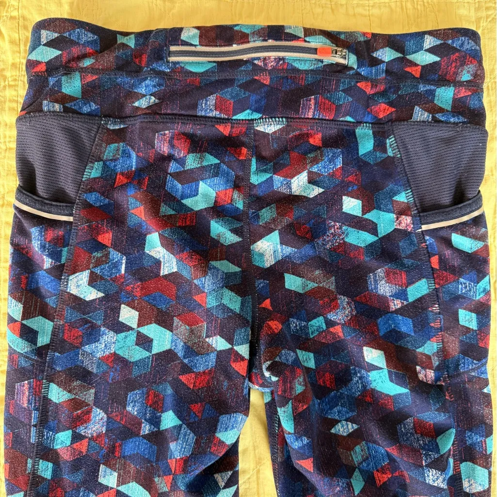Athleta Multicolor Geometric Leggings Rubbing Yoga Fitness Exercise GUC Size S - Image 7