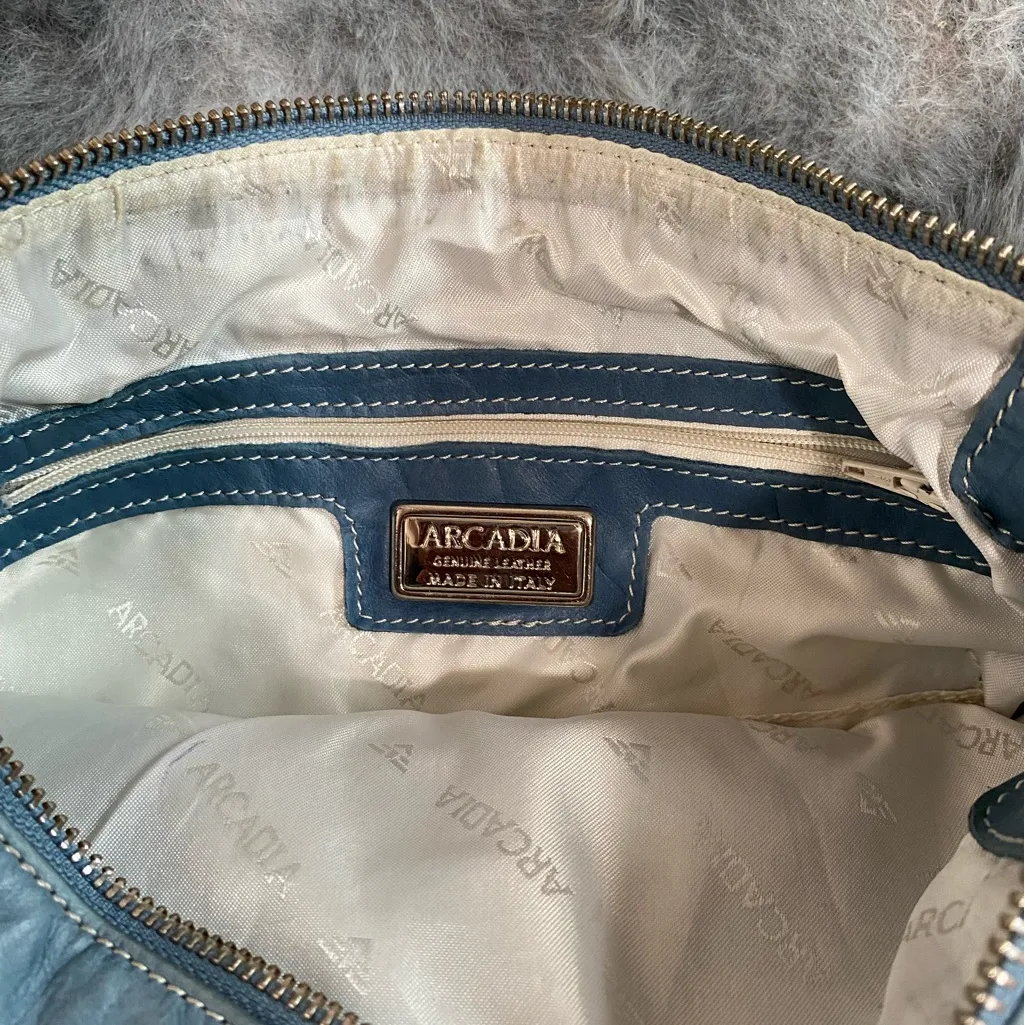 Arcadia Blue Leather Crossbody Bag - Image 4