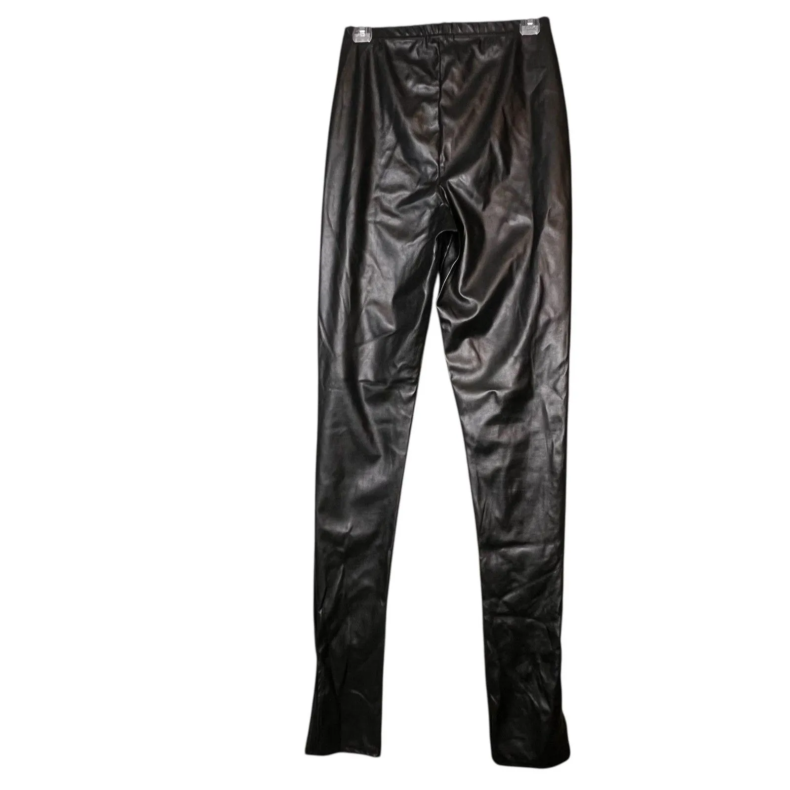 PrettyLittleThing Leggings Womens 8 Black Faux Leather Mid Rise Stretch Ankle - Image 3