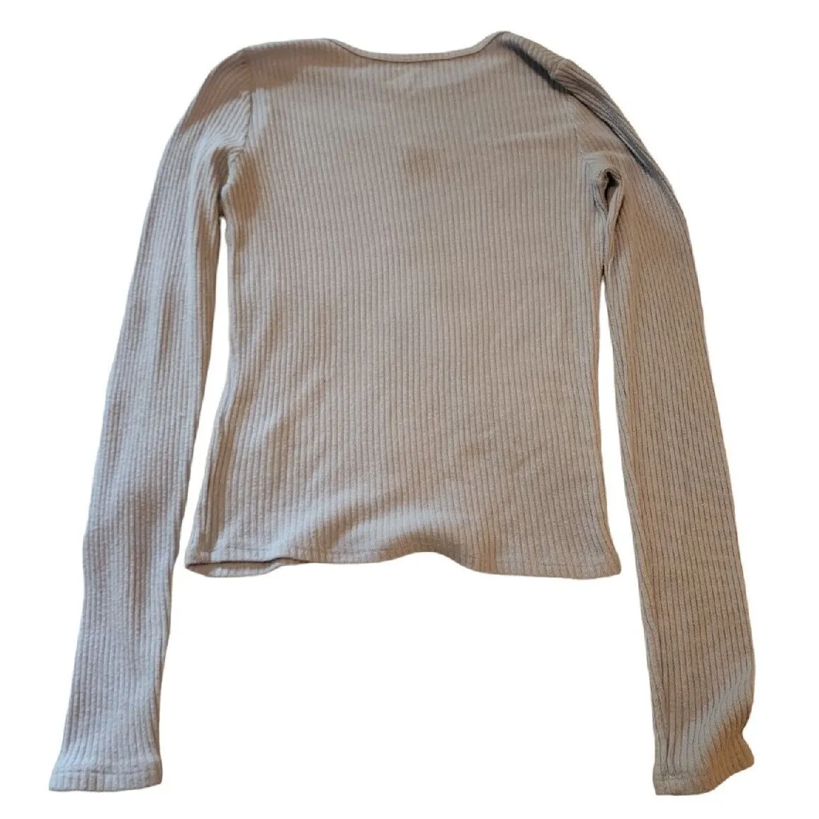 Hollister Ribbed Long‎ Sleeve Top Butterfly Graphic Casual Shirt - Image 2