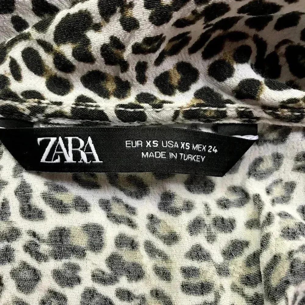 ZARA Ruffled Off Shoulder Animal Print Crop Top Size XS - Image 8