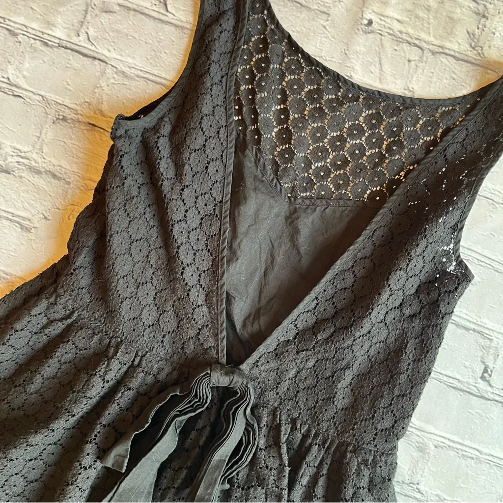 Betsey Johnson Black Eyelet Dress Size 10 Gothic Elegant Fit & Flare Whimsical - Image 11