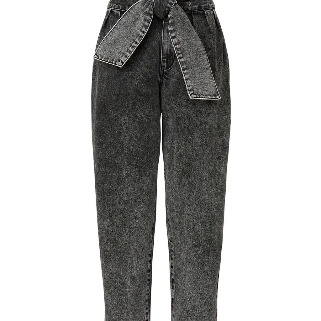 BlankNYC When In Rome high-rise paperbag denim jeans in black acid wash - Image 3