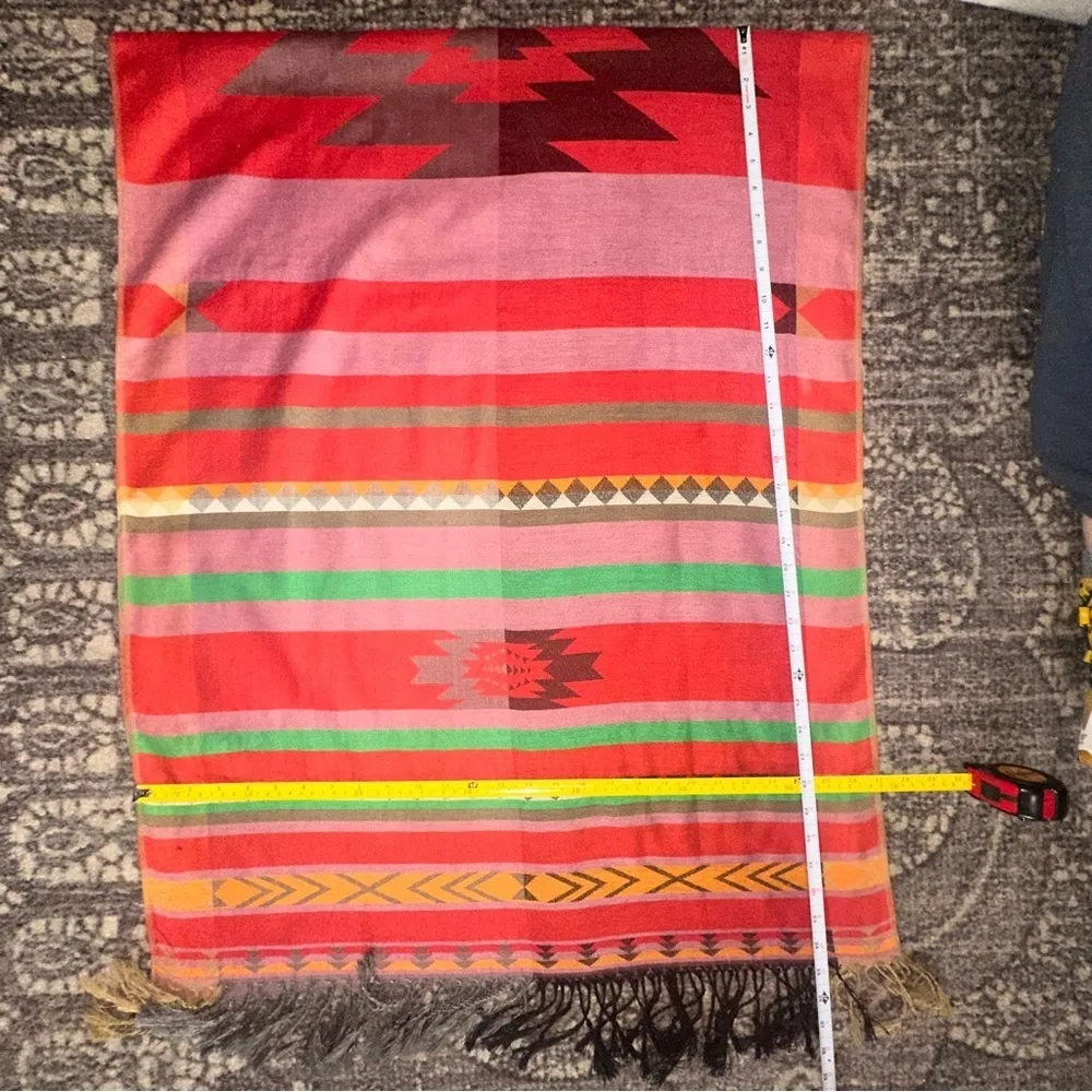 Tasha Polizzi T.P. Saddleblanket & Co Earth Toned Southwestern Aztec Print Scarf Red - Image 5