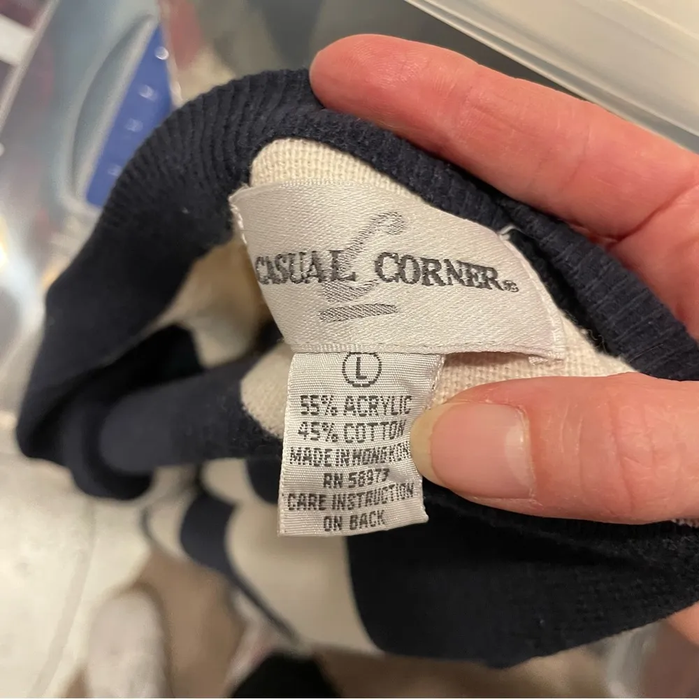 Vintage 80’s varsity stripe aztec embroidery oversized cardigan chunky funky Blue Size L - Image 7