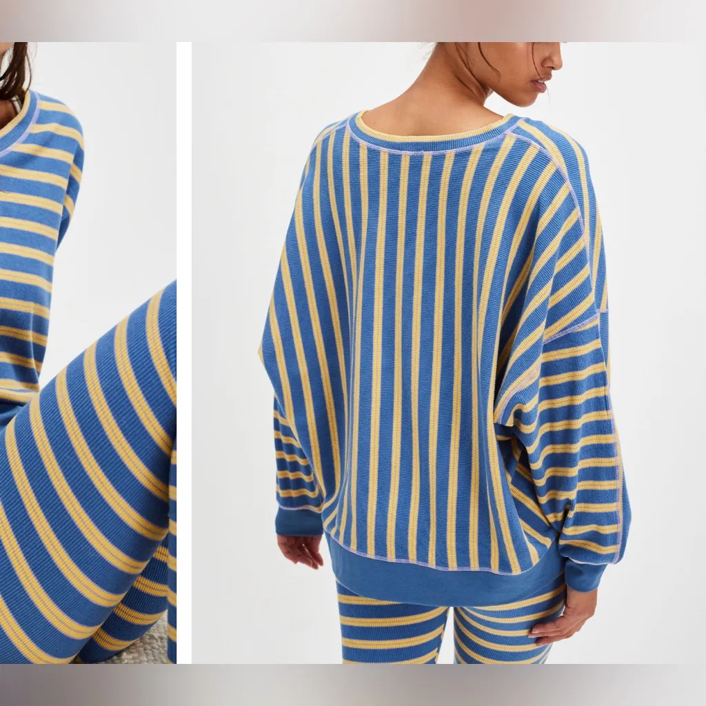 NWT Free People Intimately Make It Happen Pullover - blue / yellow - XS - Image 5