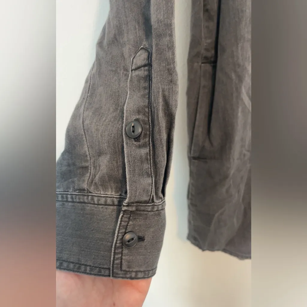 Madewell Denim Button Down Shirtdress Long Sleeve Wash Black Women Size Medium - Image 9