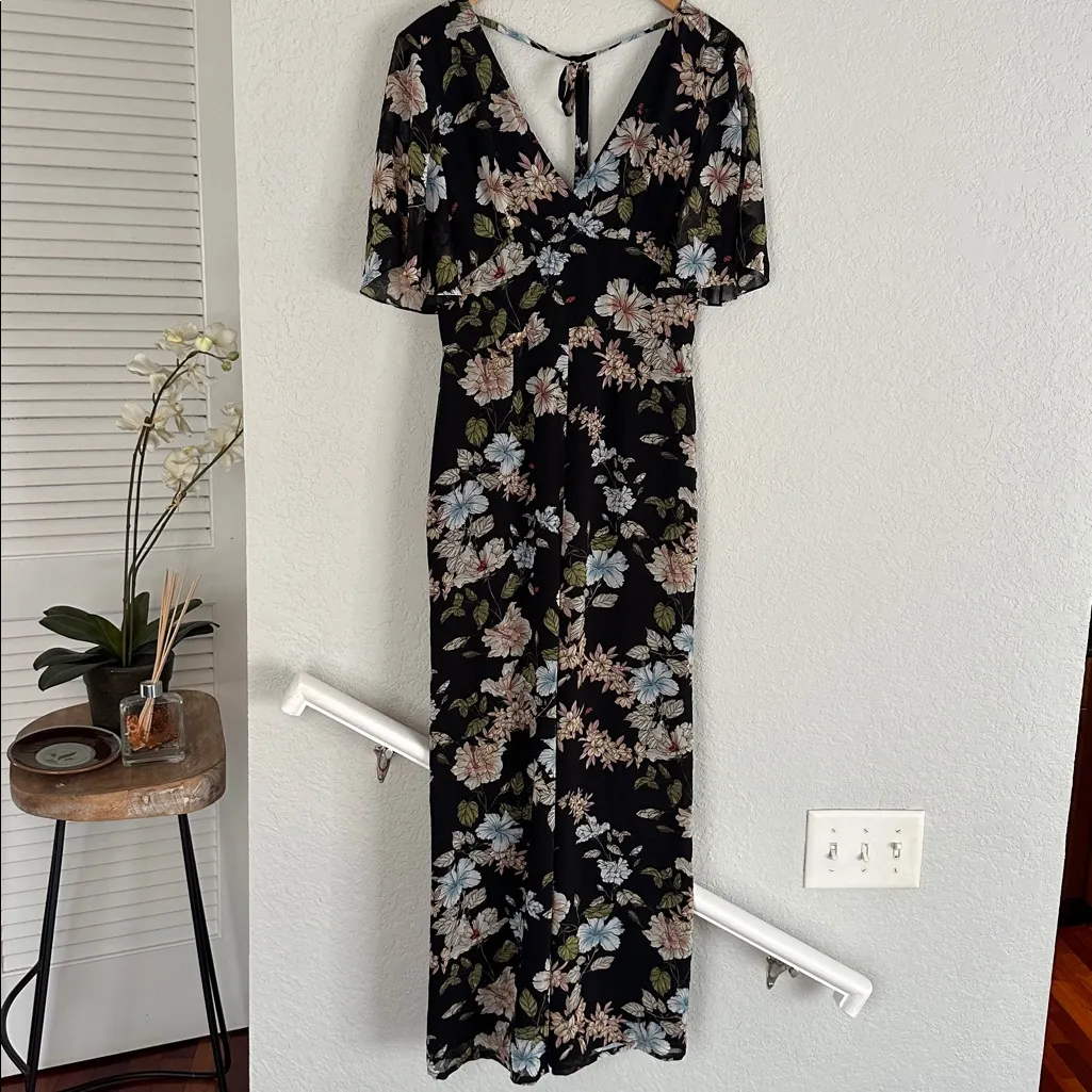 Juicy Couture Black Floral Jumpsuit Ladybugs Sample Rare Wide Leg Dark Fall - Image 2