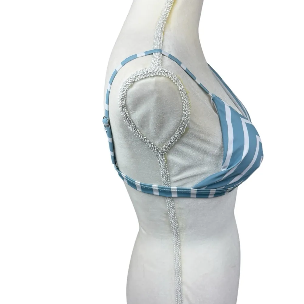 Striped Blue and White Bikini Top, size Medium, beach, festival, summer, outdoor - Image 3