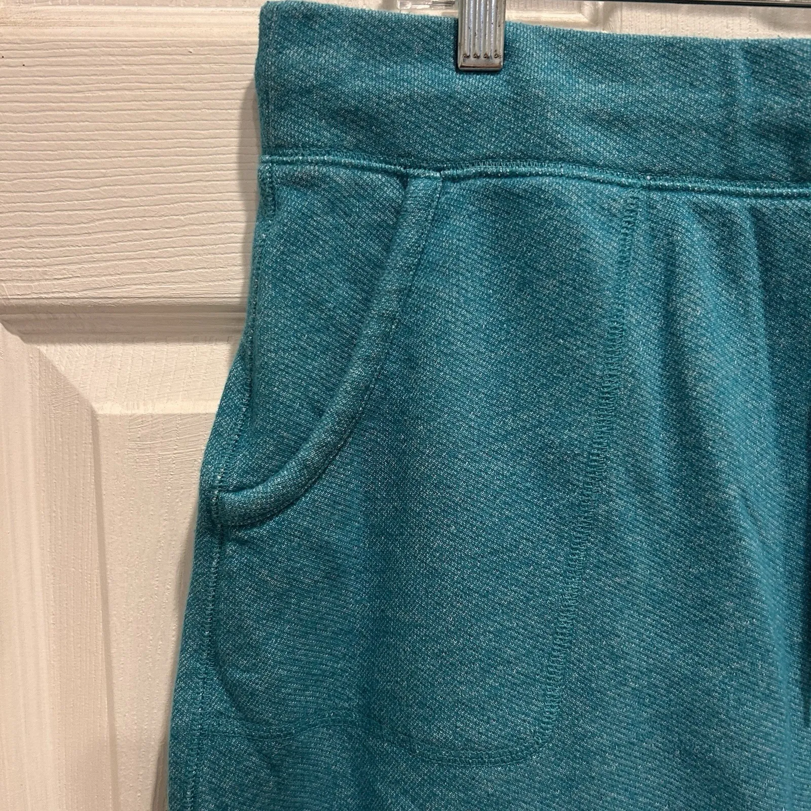 LL Bean Teal Sweatshirt Skirt Tie‎ Waist Pockets Women's Sz Large Beach Blue - Image 2
