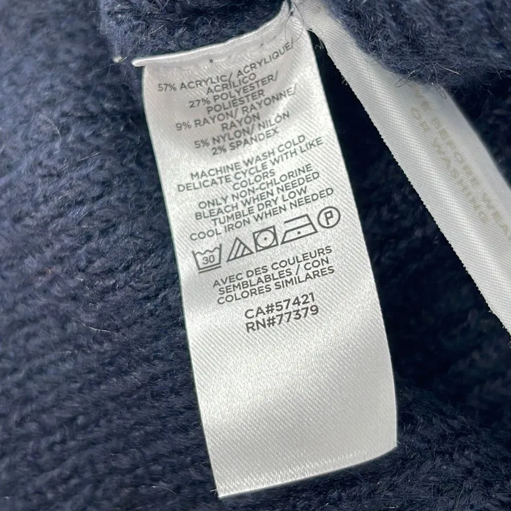 Ann Taylor Womens Pullover Sweater Mock Neck Acrylic Stretch Navy Blue XS Petite - Image 4