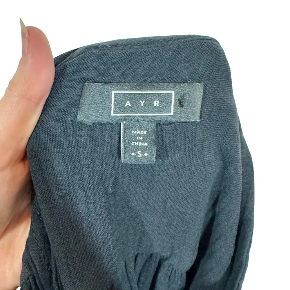 AYR The Kite Midi Dress Cotton Gauze Button Front Pom Pom Tiered Blk PLEASE READ - Image 12