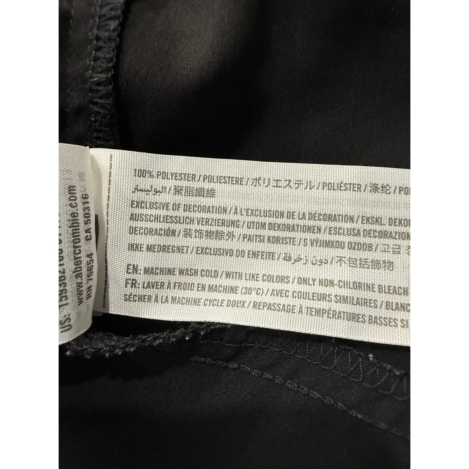 Abercrombie & Fitch Black Dress Ruffle Neck Long Sleeve Tie Waist Medium button - Image 5