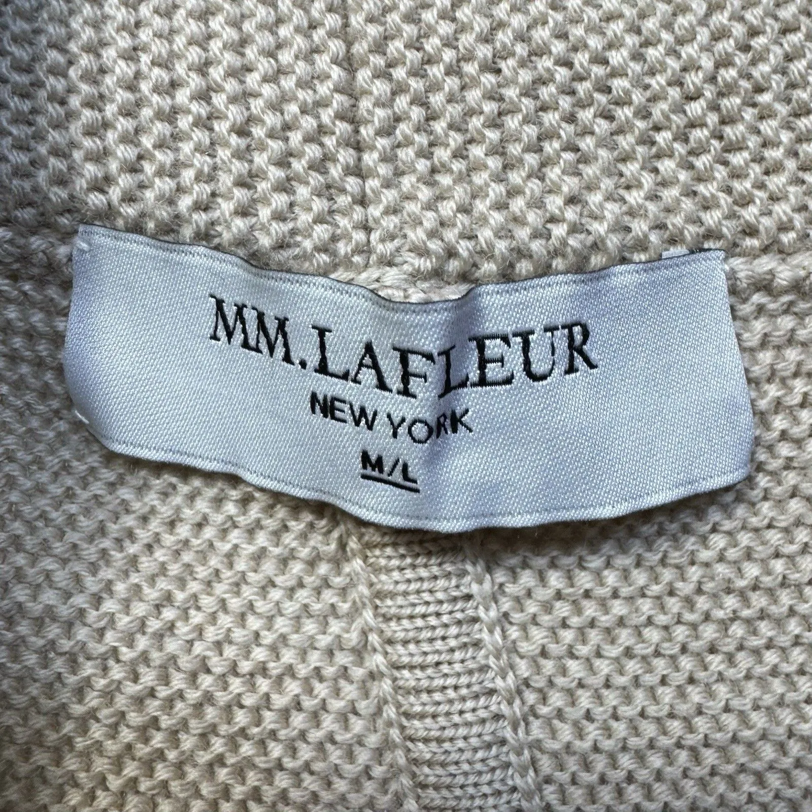 MM Lafleur Open Cardigan Sweater M/L Beige 100% Merino Wool Oversized Shawl Size L - Image 8