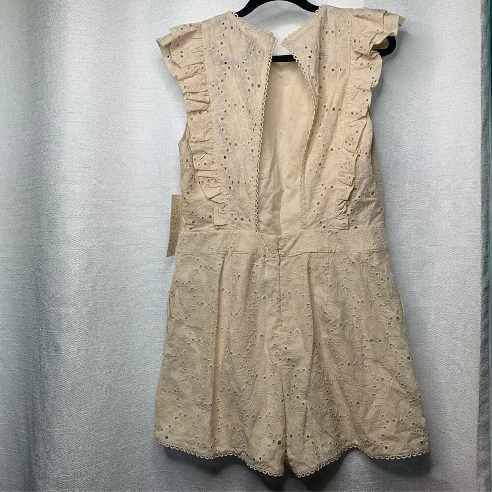 Happy X‎ Nature eyelet cream floral ruffle romper size 14 - Image 5